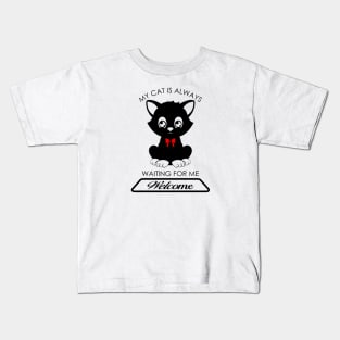 02 - My Cat Is Always Waiting For Me Kids T-Shirt